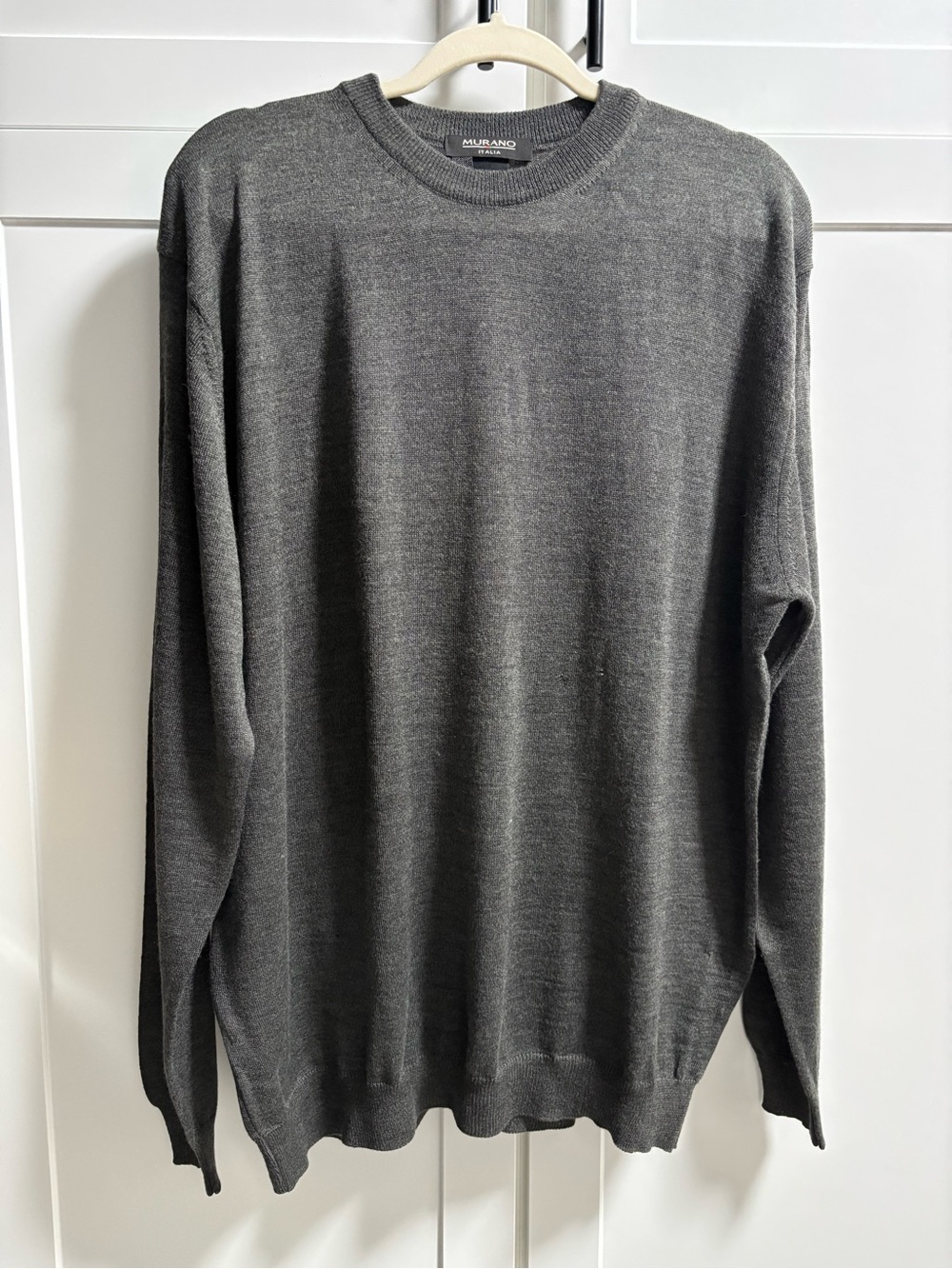 Murano Italia Gray Wool Blend Knit Crewneck Sweater Men's Size XXL Made in Italy